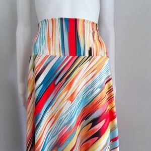 NWT SUNNY LEIGH ORANGE MULTI-COLORED MAXI SKIRT SZ XLP